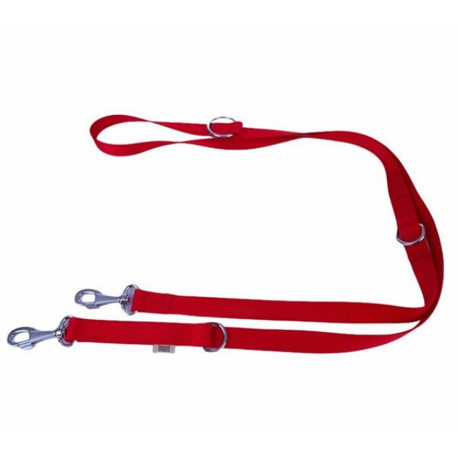 Doggie Classic Dokuma Köpek Gezdirme Tasması Medium Kırmızı 2.5x120-190 Cm