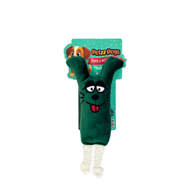 PetzzDogs Mona Sesli Dayanıklı Peluş Köpek Çiğneme Oyuncağı Yeşil 26x11 Cm