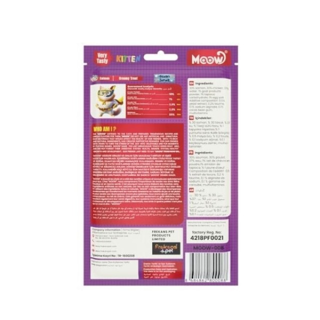 Moow Somonlu ve Keçi Sütlü Yavru Sıvı Kedi Ödül Maması 1 Adet 6x12 Gr