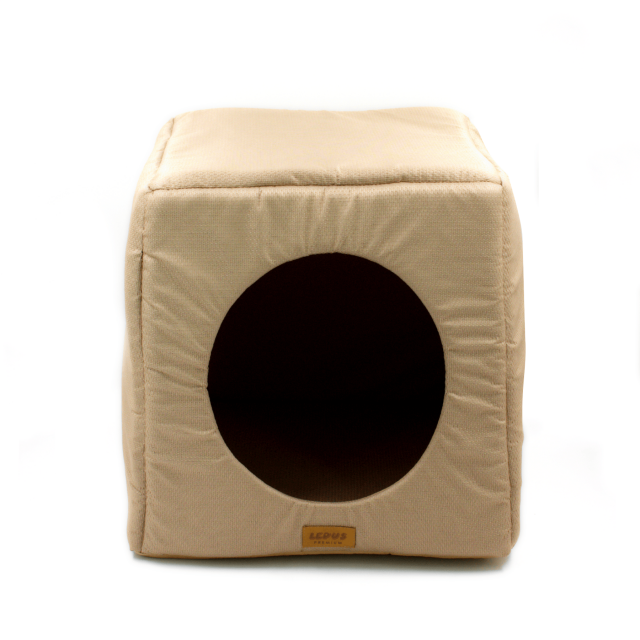 Lepus Trio Küp Yuva Küçük Irk Köpek ve Kedi Yatağı Bej 35x35x35 Cm