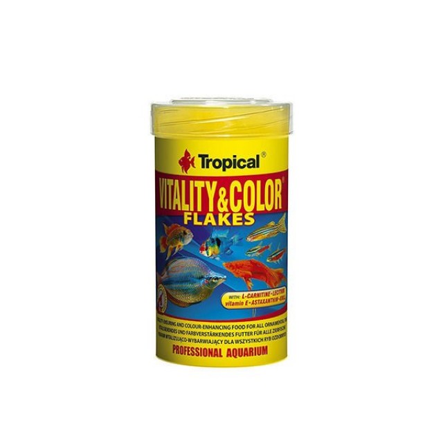 Tropical Vitality Color Flakes Tropikal Balıklar için Renklendirici Pul Balık Yemi 100 Ml 20 Gr