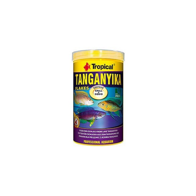 Tropical Tanganyika Flakes Tanganyika Cichlid Balıkları için Pul Balık Yemi 250 Ml 50 Gr