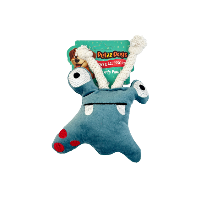 PetzzDogs Kırpık Sesli Dayanıklı Peluş Köpek Çiğneme Oyuncağı Mavi 16x14 Cm