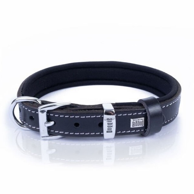 Doggie Comfort Deri Kemik Desenli Köpek Boyun Tasması Medium Siyah 2x35-40 Cm