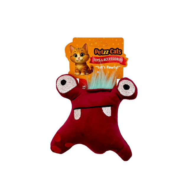 PetzzCats Kurbi Matatabi ve Çıngırak Sesli Peluş Kedi Oyuncağı Kırmızı 13x12 Cm