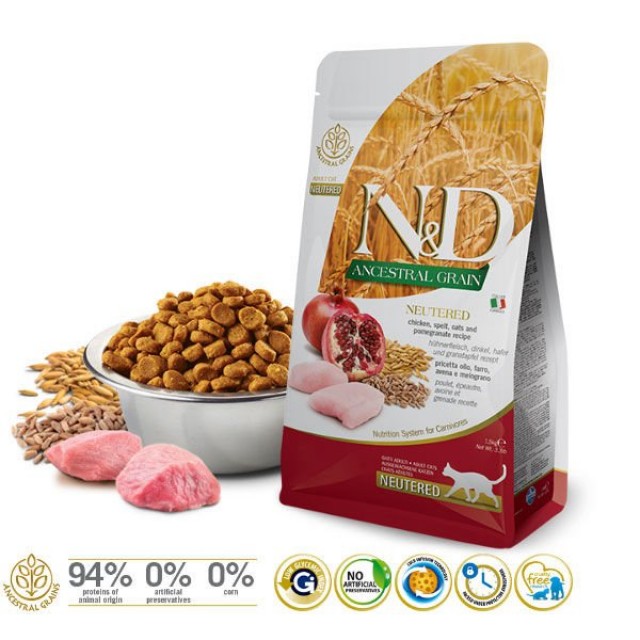 N&D Düşük Tahıllı Tavuklu Kısırlaştırılmış Kedi Maması 1.5 Kg