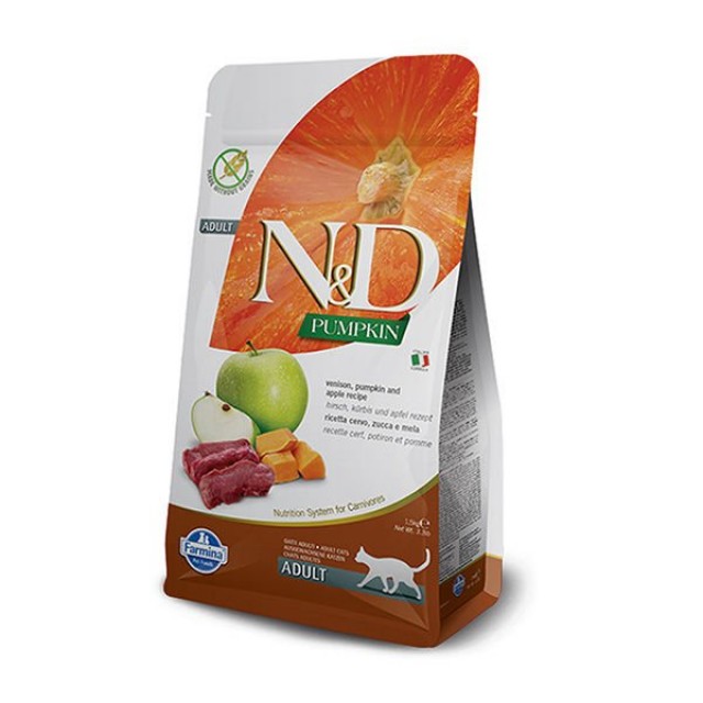 N&D Pumpkin Balkabaklı Geyik Etli ve Elmalı Yetişkin Kedi Maması 1.5 Kg