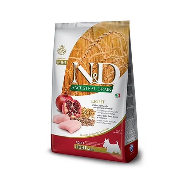 N&D Düşük Tahıllı Light Tavuk ve Narlı Küçük Irk Diyet Köpek Maması 2.5 Kg