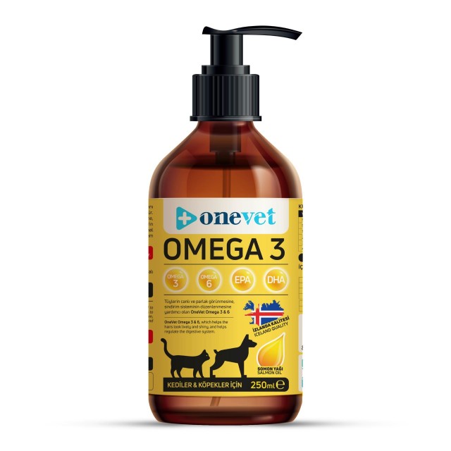 OneVet Omega 3 Kedi ve Köpekler İçin Deri ve Tüy Sağlığı Destekleyici Balık Yağı 250 Ml