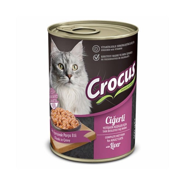 Crocus Ciğerli Yetişkin Kedi Yaş Maması 400 Gr