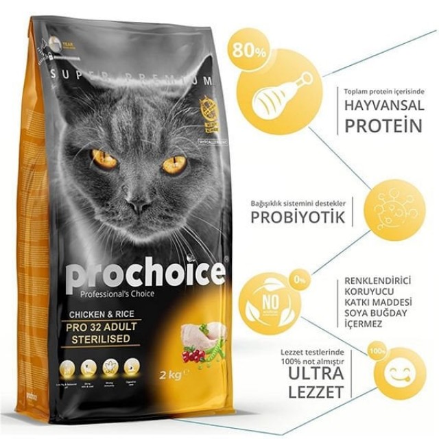 Pro Choice Pro 32 Sterilised Tavuklu Kısırlaştırılmış Kedi Maması 15 Kg