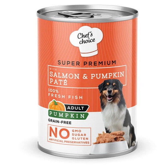 Chefs Choice Kıyılmış Somon Balıklı ve Balkabaklı Yetişkin Köpek Konservesi 1 Adet 400 Gr