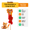 PetzzCats Fish Matatabi ve Çıngırak Sesli Kedi Oltası Oyuncağı Kırmızı 42 Cm