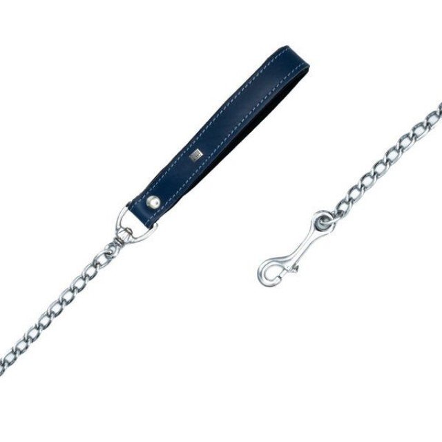 Doggie Comfort Deri Zincirli Köpek Gezdirme Tasması Medium Mavi 4.5x80 Cm