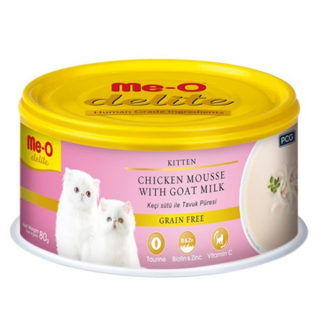 Meo Delite Tahılsız Keçi Sütlü ve Tavuklu Yavru Konserve Kedi Maması 1 Adet 80 Gr