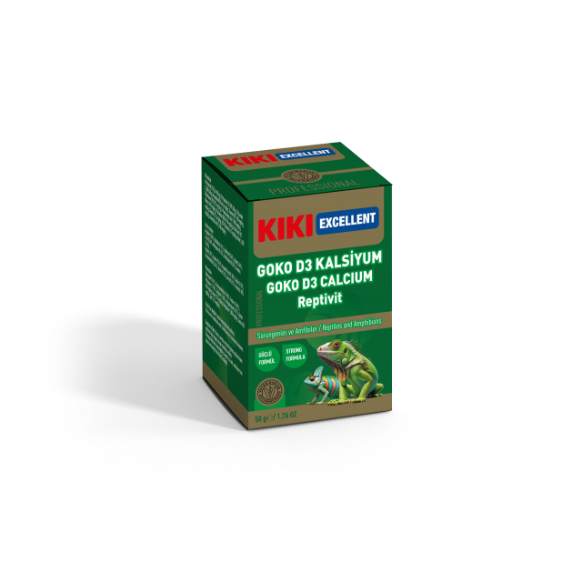 Kiki Excellent Goko D3 Kalsiyum Reptivit Sürüngenler ve Amfibiler için Toz Mineral 50 Gr