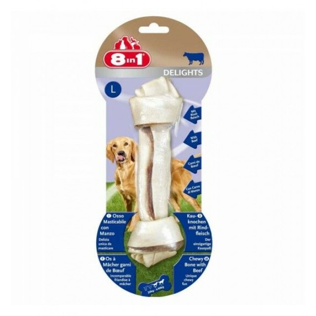 8in1 Delights Bones Biftekli Köpekler İçin Ağız Bakım Kemiği Large