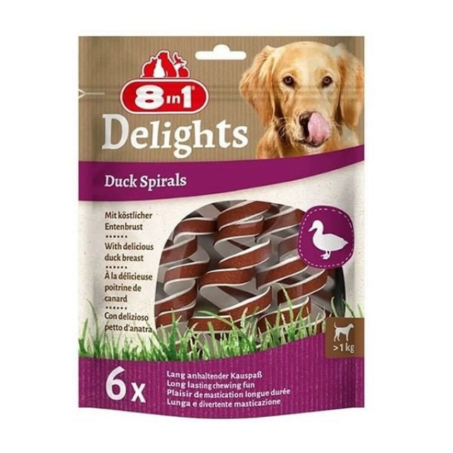 8in1 Delights Smart Spirals Ördekli Burgu Köpek Ödülü 6 Adet