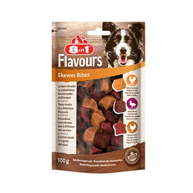 8in1 Flavours Skewer Bites Kuşbaşı Dilimli Çiğneme Köpek Ödül Maması 100 Gr