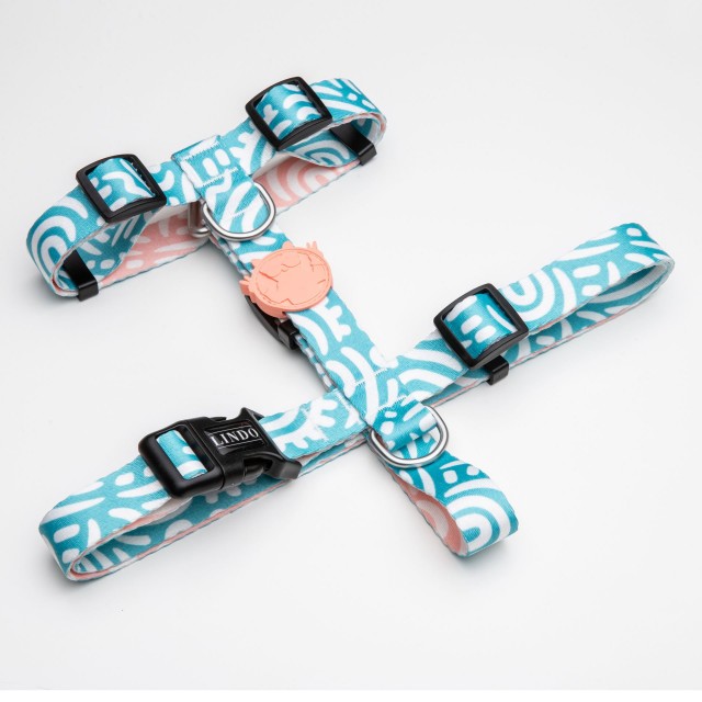 Lindo Dogs Touch H Tipi Köpek Göğüs Tasması Beden Beyaz/Mavi Large