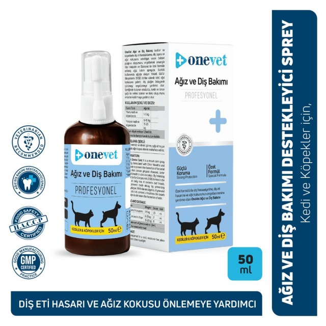 OneVet Kedi ve Köpekler İçin Ağız ve Diş Bakımı Destekleyici Sprey 50 Ml