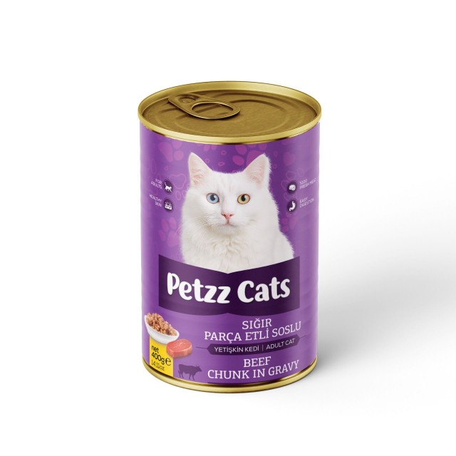 PetzzCats Sığır Etli Yetişkin Kedi Konservesi 400 Gr 1 Adet