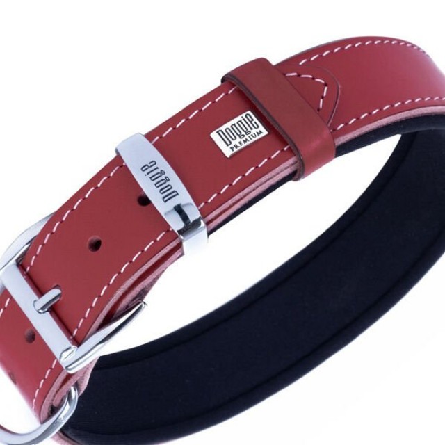 Doggie Comfort Deri Kemik Süslü Köpek Boyun Tasması Medium Kırmızı 4x52-60 Cm