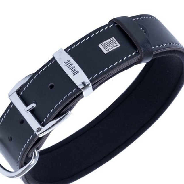 Doggie Comfort Deri Kemik Desenli Köpek Boyun Tasması Small Siyah 4x47-55 Cm