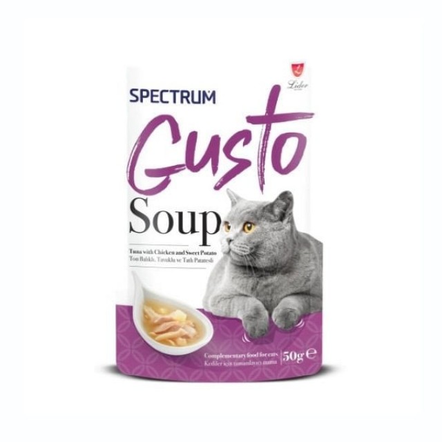 Spectrum Gusto Soup Ton Balıklı Tavuklu ve Tatlı Patatesli Kedi Çorbası 1 Adet 50 Gr