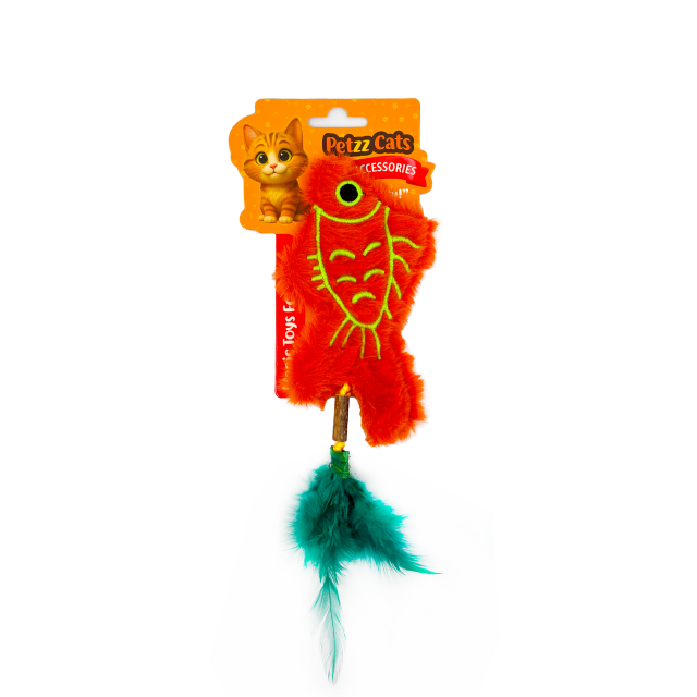 PetzzCats Fish Matatabi ve Çıngırak Sesli Peluş Kedi Oyuncağı Turuncu 20x8 Cm