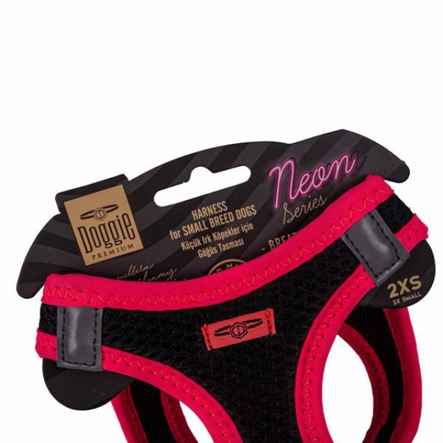 Doggie Havalı Dokuma Neon Küçük Irk Köpek Göğüs Tasması Xxsmall Pembe 26-30 Cm