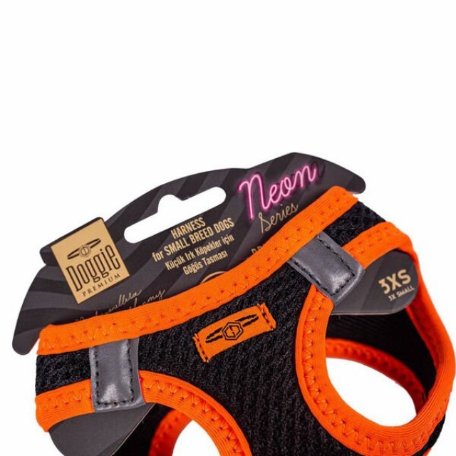 Doggie Havalı Dokuma Neon Küçük Irk Köpek Göğüs Tasması Xxxsmall Turuncu 22-26 Cm