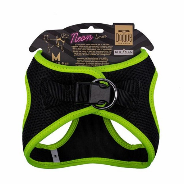 Doggie Havalı Dokuma Neon Küçük Irk Köpek Göğüs Tasması Medium Sarı 38-44 Cm