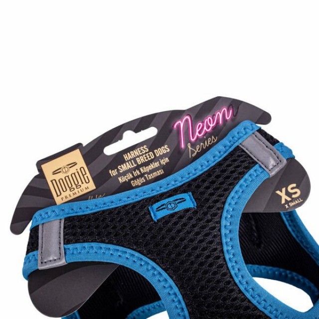 Doggie Havalı Dokuma Neon Küçük Irk Köpek Göğüs Tasması Xsmall Mavi 30-34 Cm