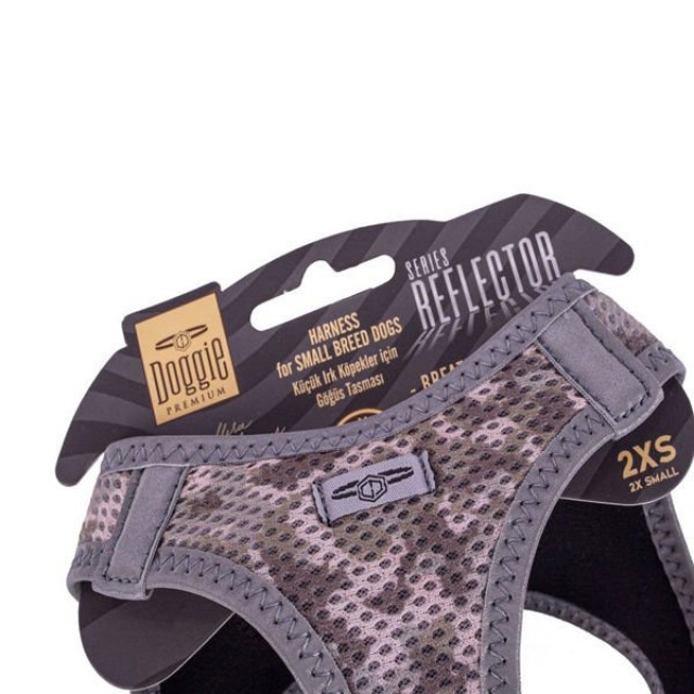Doggie Havalı Dokuma Reflektör Küçük Irk Köpek Göğüs Tasması Xxsmall Kamuflaj 26-30 Cm