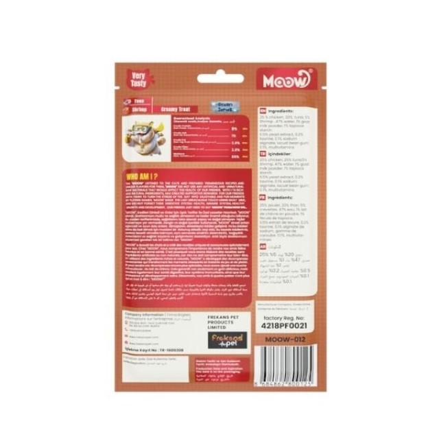 Moow Ton Balıklı Karidesli ve Keçi Sütlü Yetişkin Sıvı Kedi Ödül Maması 1 Adet 6x12 Gr