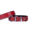 Doggie Comfort Deri Pati Desenli Köpek Boyun Tasması Medium Kırmızı 4x52-60 Cm