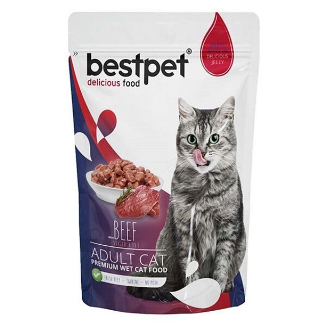 BestPet Adult Jelly Pouch Biftekli Yaş Kedi Maması 85 Gr