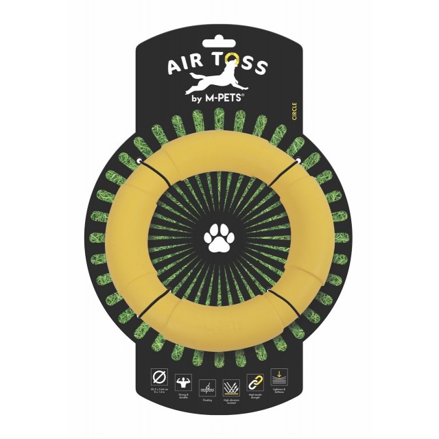 M-Pets Air Toss Circle Dayanıklı Suda Yüzen Köpek Oyuncağı Sarı 20.5x3.66 Cm