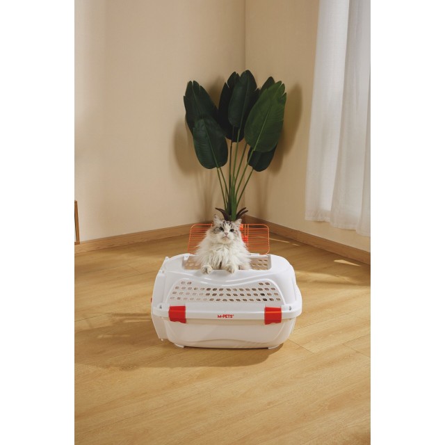 M-Pets Eco Giro Carrier Kedi ve Küçük Irk Köpek Taşıma Çantası 51.6x32.7x29.6 Cm Beyaz/Turuncu Medium