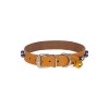 Cattie Boncuklu Deri Küçük Irk Köpek ve Kedi Boyun Tasması Xlarge Camel 1.5x26-30 Cm