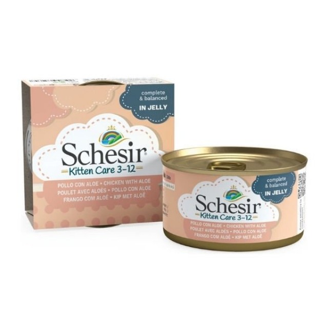 Schesir Kitten Tavuk ve Aloeveralı Yavru Konserve Kedi Maması 1 Adet 85 Gr