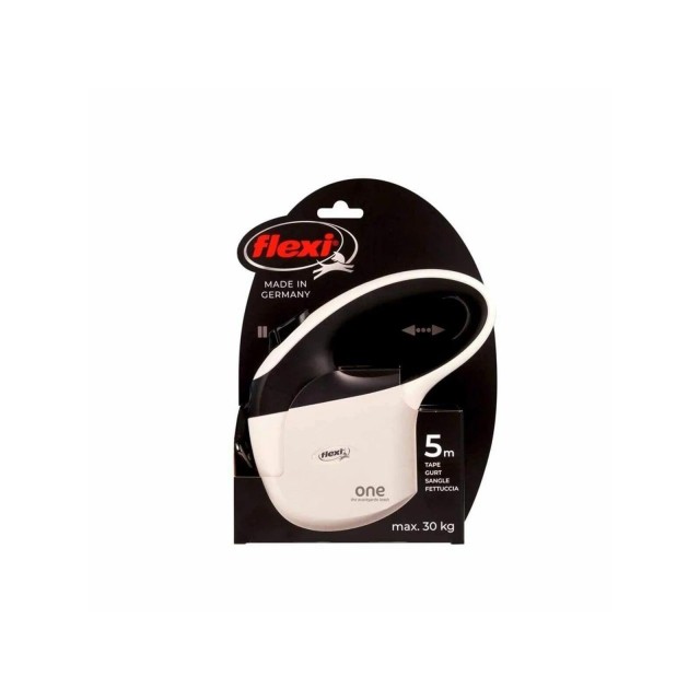 Flexi Tüm Bedenler için Şerit Otomatik Köpek Gezdirme Tasması 5 Mt Beyaz