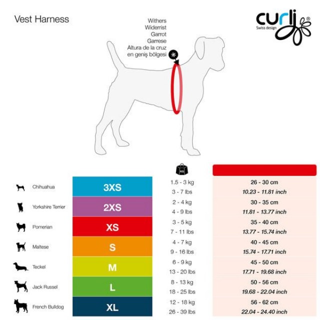 Curli Merino Köpek Göğüs Tasması Siyah Xxsmall 30-35 Cm