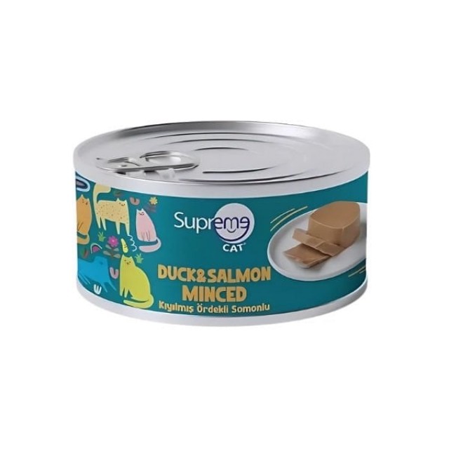 Supreme Cat Kıyılmış Ördekli ve Somonlu Yetişkin Konserve Kedi Maması 1 Adet 85 Gr