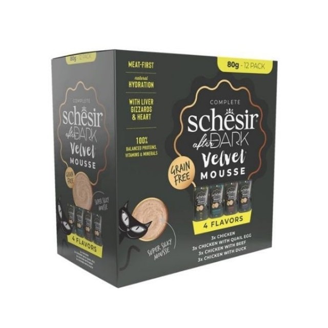 Schesir After Dark Velvet Et Suyunda Karışık Lezzetler Pouch Yetişkin Konserve Kedi Maması 1 Adet 12x80 Gr