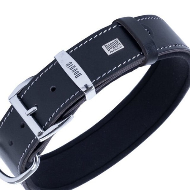 Doggie Comfort Deri Kemik Süslü Köpek Boyun Tasması Medium Siyah 4x52-60 Cm