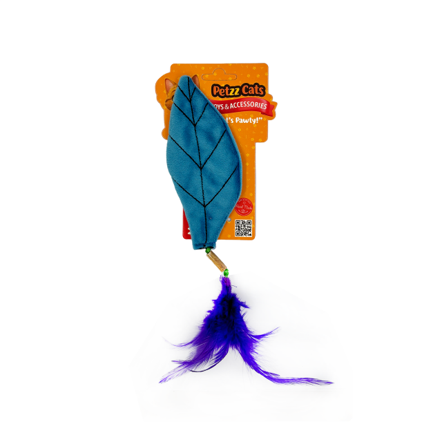 PetzzCats Yaprak Matatabi ve Çıngırak Sesli Peluş Kedi Oyuncağı Mavi 15x7 Cm