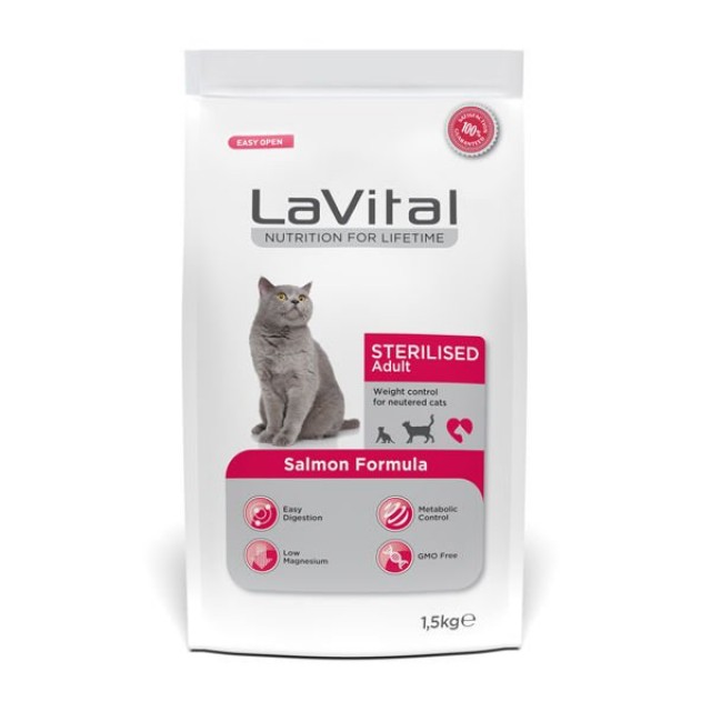 Lavital Sterilised Somonlu Kısırlaştırılmış Kedi Maması 1.5 Kg