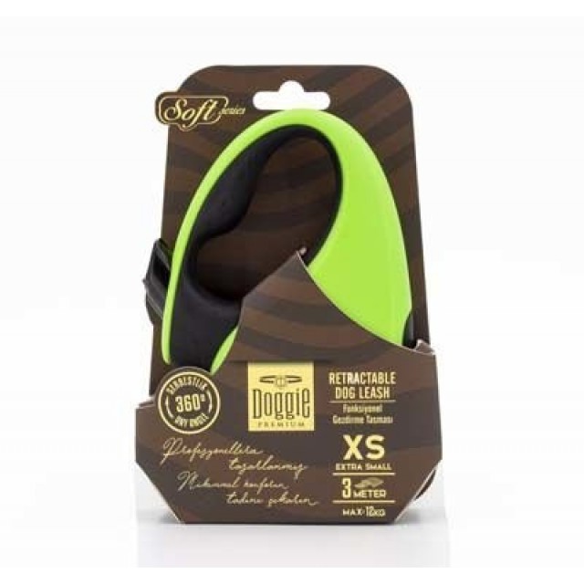 Doggie Soft Otomatik Köpek Uzatma Tasması Xsmall Yeşil 12 Kg 3 Mt